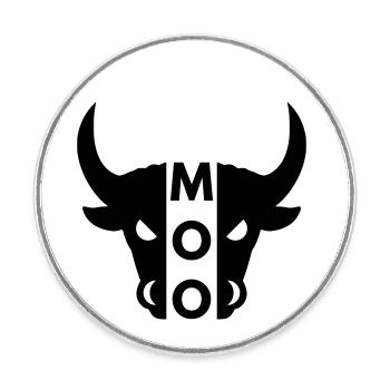 Moo (Hälfte Kopf Stier) - Runder Kühlschrankmagnet - Weiß - Vorne