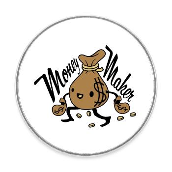 Money Maker living money bag - Round  fridge magnet - white - Front