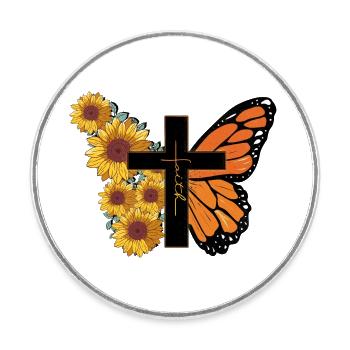 Schmetterling Blume Motivationsspruch Spruch Frau - Runder Kühlschrankmagnet - Weiß - Vorne