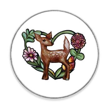 Art fauve mignon - Magnet rond - blanc - Devant