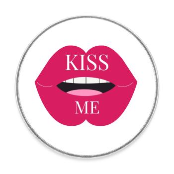 I love clothes /Kiss me - Runder Kühlschrankmagnet - Weiß - Vorne