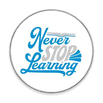 never stop learning Zitat - Runder Kühlschrankmagnet - Weiß - Vorne