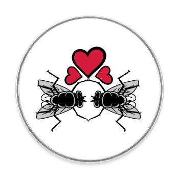Mouches domestiques amoureuses Couple Hearts - Magnet rond - blanc - Devant