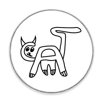 Chat Cat Lettres Animal - Magnet rond - blanc - Devant
