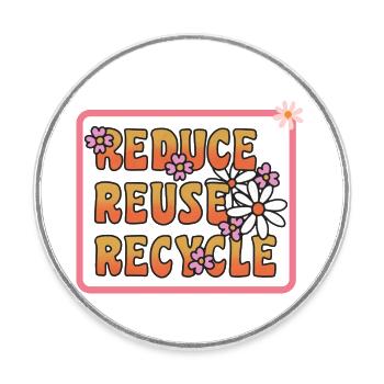Reduce Reuse Recycle - Runder Kühlschrankmagnet - Weiß - Vorne