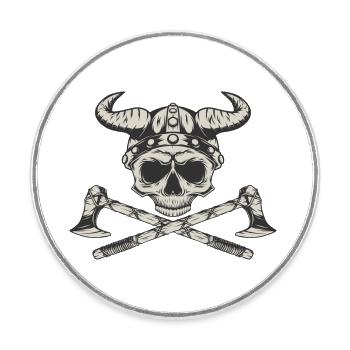 Viking Skull - Round  fridge magnet - white - Front