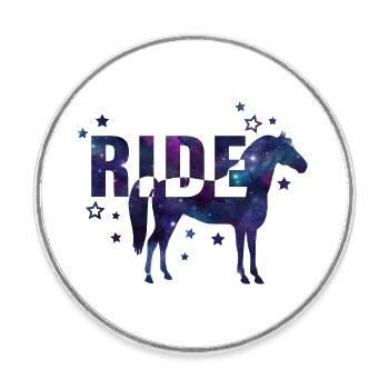 Équitation - Magnet rond - blanc - Devant