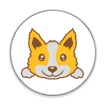 Cute little dog design - Round  fridge magnet - white - Front