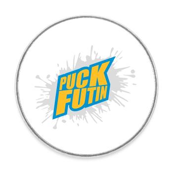 Conception du logo Puck Futin - Magnet rond - blanc - Devant