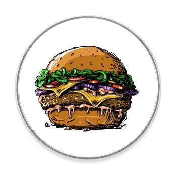 Burger - Runder Kühlschrankmagnet - Weiß - Vorne