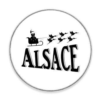 Alsace Christmas Storks - Round  fridge magnet - white - Front