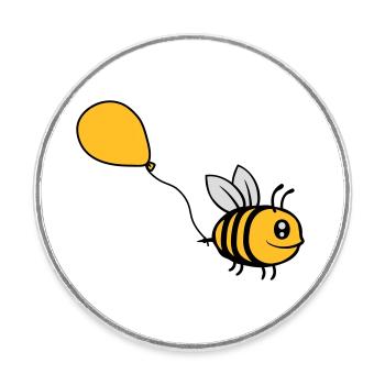 Happy Balloon Bee Comic - Magnet rond - blanc - Devant