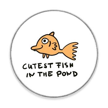 Les poissons les plus mignons de l’étang - Magnet rond - blanc - Devant