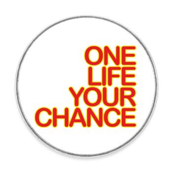 One LIFE your CHANCE 04redKgelb - Round  fridge magnet - white - Front
