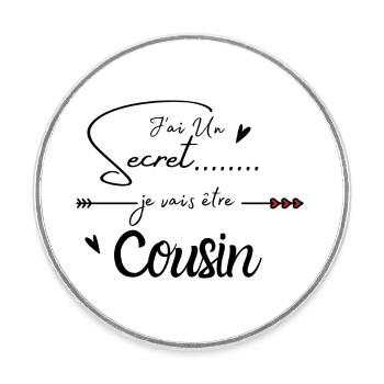 Je vais être cousin - Magnet rond - blanc - Devant