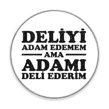 Lustiges Türkisches Design. Türkischer Spruch - Runder Kühlschrankmagnet - Weiß - Vorne