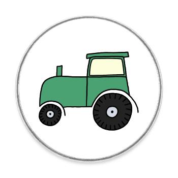 Gezeichneter Traktor - Runder Kühlschrankmagnet - Weiß - Vorne