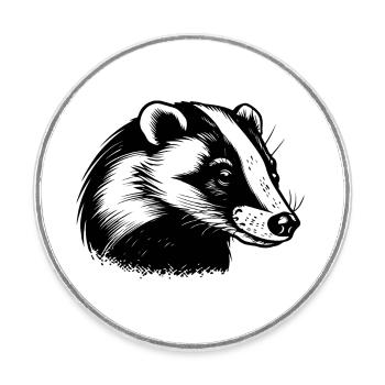 Badger - Round  fridge magnet - white - Front