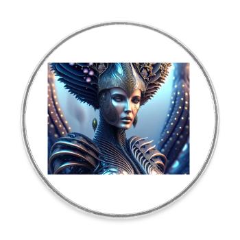 H.R. Giger Wife - Round  fridge magnet - white - Front