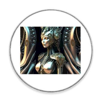 Abstract woman - Round  fridge magnet - white - Front