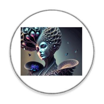 Coral Woman - Round  fridge magnet - white - Front