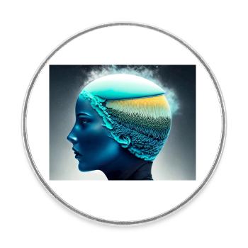 Tête de glace - Magnet rond - blanc - Devant