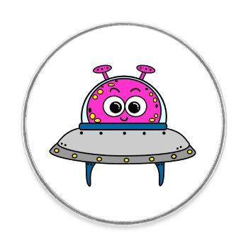 Alien - Runder Kühlschrankmagnet - Weiß - Vorne