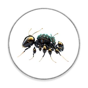 Ameisenbiene Roboter - Runder Kühlschrankmagnet - Weiß - Vorne