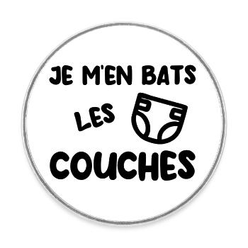 Je m’en bats les couches - Magnet rond - blanc - Devant