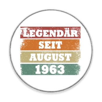Legendär seit August 1963 Geburtstagsgeschenk - Runder Kühlschrankmagnet - Weiß - Vorne