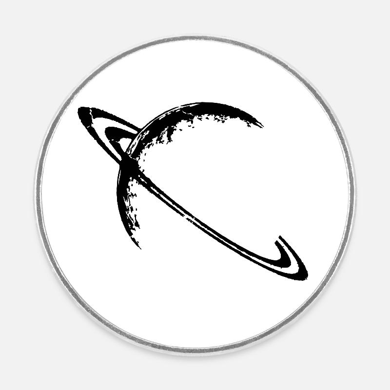 Saturn (schwarz) - Runder Kühlschrankmagnet - Weiß