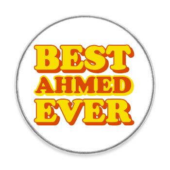 Ahmed First Name Funny Gift - Round  fridge magnet - white - Front
