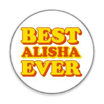 Alisha First Name Funny Gift - Round  fridge magnet - white - Front