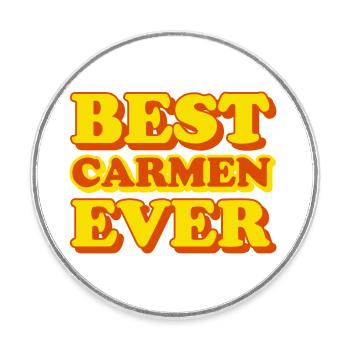 Carmen Prénom Drôle de cadeau - Magnet rond - blanc - Devant