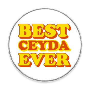 Ceyda Prénom Drôle de cadeau - Magnet rond - blanc - Devant