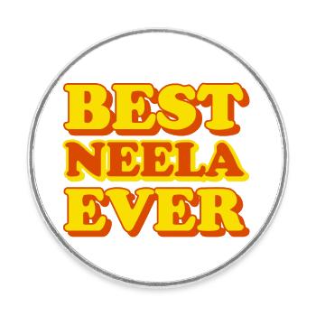 Neela Prénom Cadeau Drôle - Magnet rond - blanc - Devant