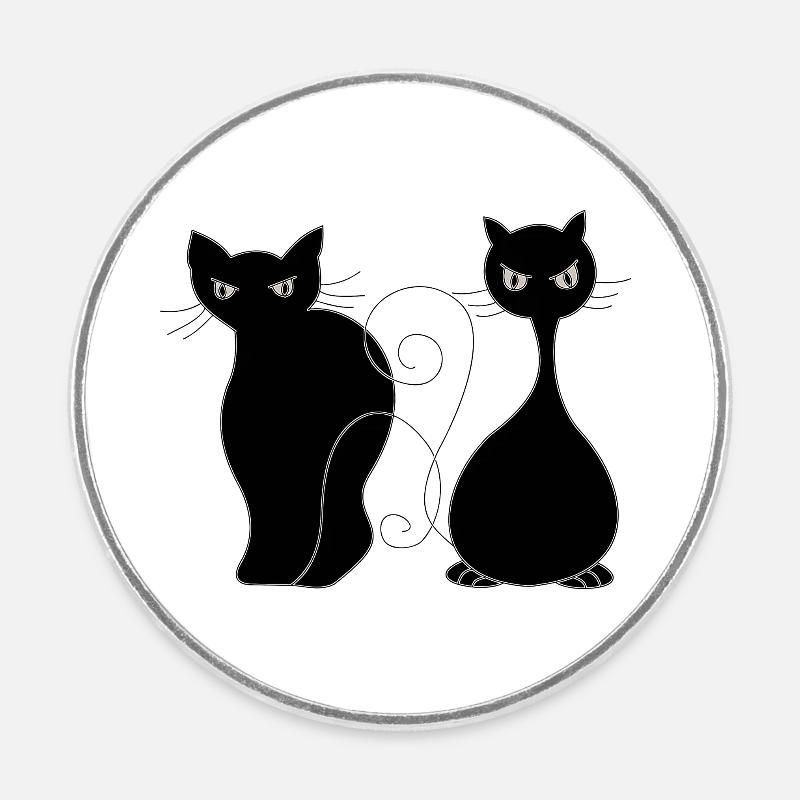Chats - Magnet rond - blanc