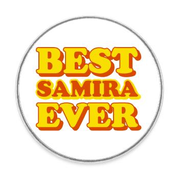 Samira Prénom Drôle Cadeau - Magnet rond - blanc - Devant