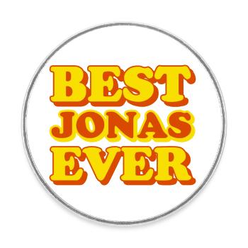Lustiges Geschenk mit Vornamen Jonas - Runder Kühlschrankmagnet - Weiß - Vorne