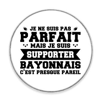 Homme Bayonnais Bayonne Rugbyman Rugby Humour - Magnet rond - blanc - Devant