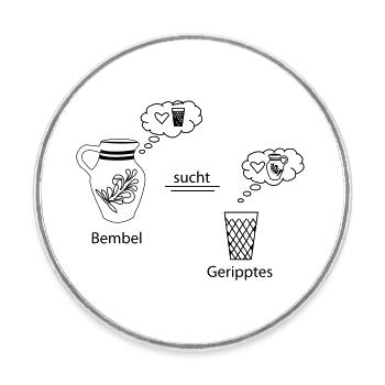 Denkblasen <3 #Bembel #trifft #Schoppe - Runder Kühlschrankmagnet - Weiß - Vorne