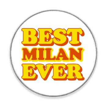 Lustiges Geschenk mit Vornamen Milan - Runder Kühlschrankmagnet - Weiß - Vorne