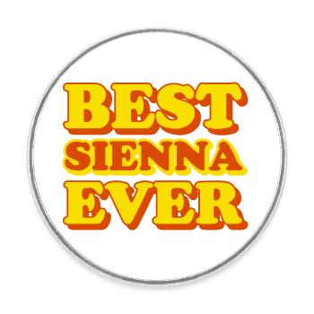 Sienna prénom drôle cadeau - Magnet rond - blanc - Devant