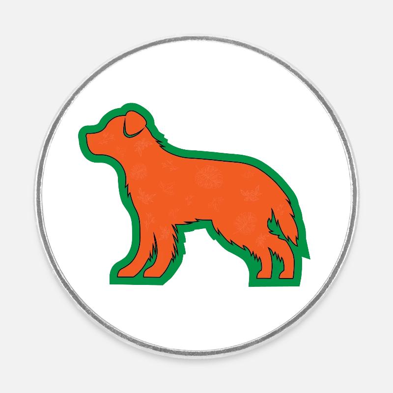 Retriever with leaves - Round  fridge magnet - white