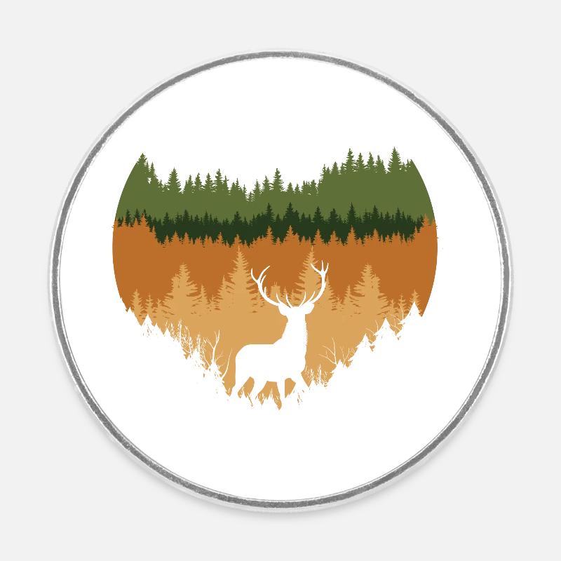 tiefer Wald und Hirsche - Runder Kühlschrankmagnet - Weiß