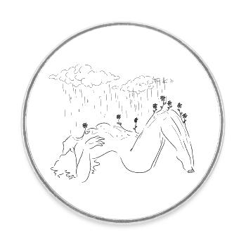 Déesse de la pluie - Magnet rond - blanc - Devant