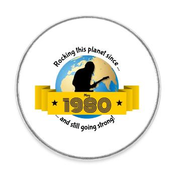 44th Birthday Rocking this planet since 05/1980 - Round  fridge magnet - white - Front