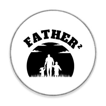 Father² 2 Enfants Garçon Et Fille Noir - Magnet rond - blanc - Devant