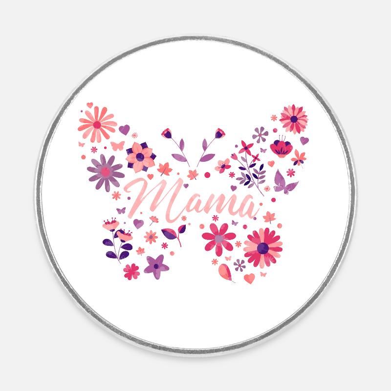 Mama Schmetterling / Muttertag - Runder Kühlschrankmagnet - Weiß