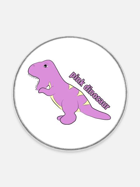 Pinker Dinosaurier - Runder Kühlschrankmagnet - Weiß